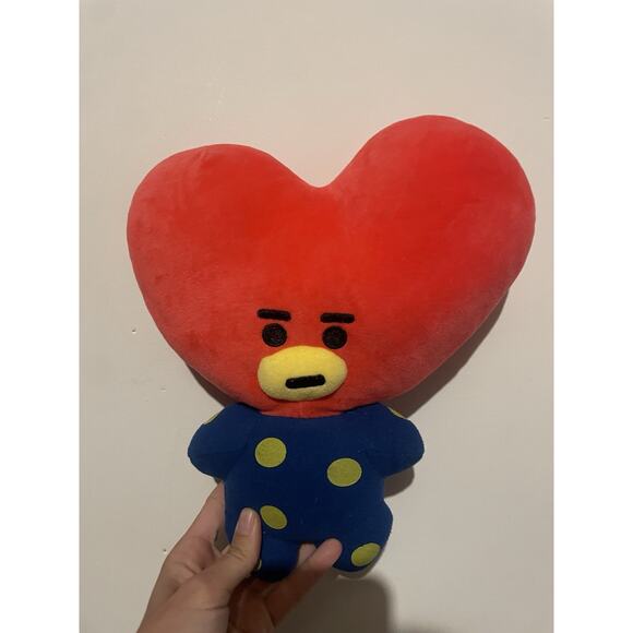 Line Friends Other - Tata Plush 12” Line Friends BTS V Heart Doll Blue Polka Dot Outfit